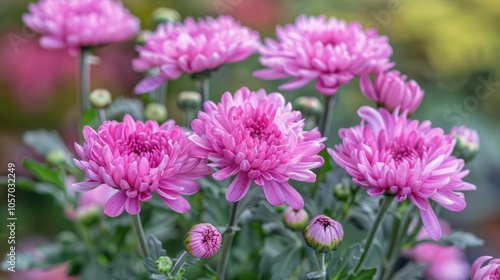 Chrysanthemums bloom during the fall season