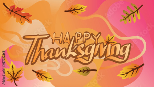 Happy Thanksgiving Vector Banner with Fluid Abstract Background . web page size template vector illustration