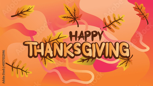  Modern Thanksgiving Banner with Abstract Windy Orange and Falling Leaves. web page size template vector illustration