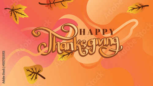 Happy Thanksgiving Vector Banner with Fluid Abstract Background and Leaves. web page size template vector illustration