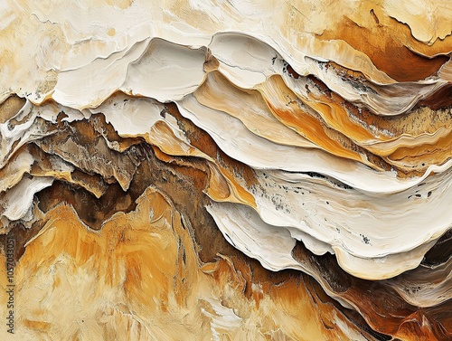 Thick Palette Knife Strokes in Cream and Brown.