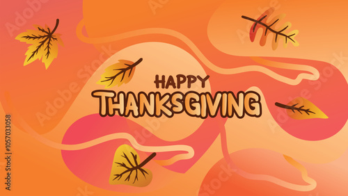 Thanksgiving Celebration Banner with Abstract Windy Orange Background. web page size template vector illustration