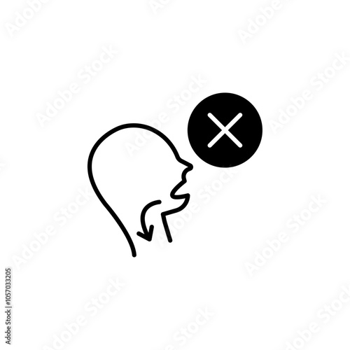 No swallowing icon flat line symbol set.