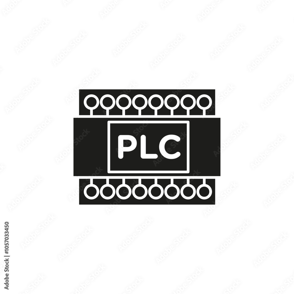 PLC icon flat line symbol set. PLC icon flat line symbol set.