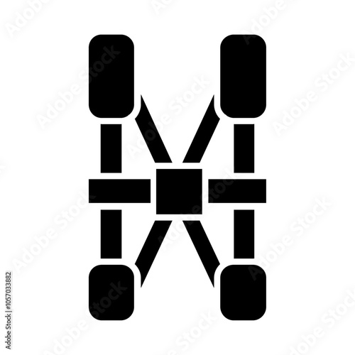 safety harness icon flat line symbol set.