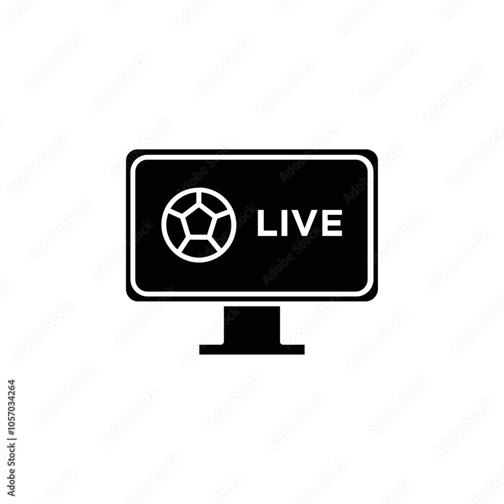 Soccer Live Match on Tv icon flat line symbol set. Soccer Live Match on Tv icon flat line symbol set.