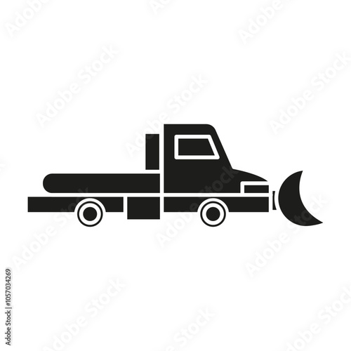 Snowplow icon flat line symbol set.