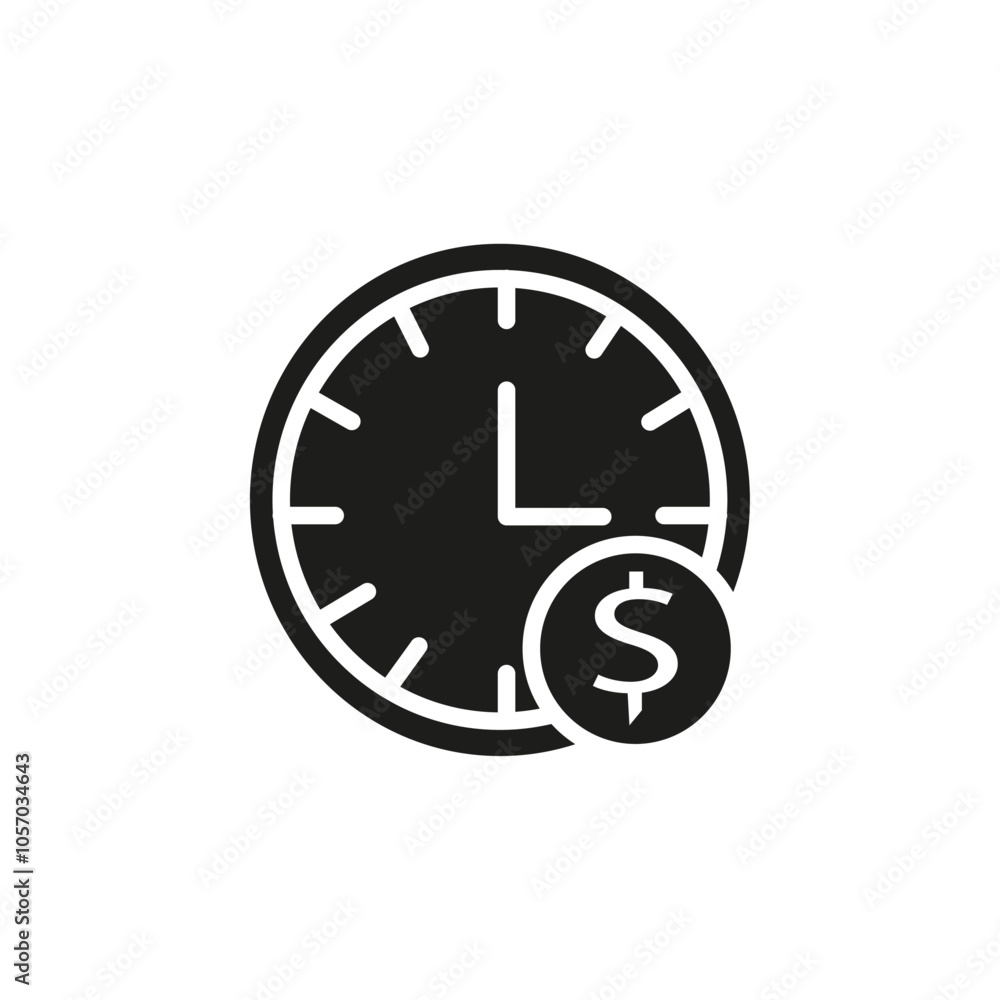Time is money icon flat line symbol set. Time is money icon flat line symbol set.