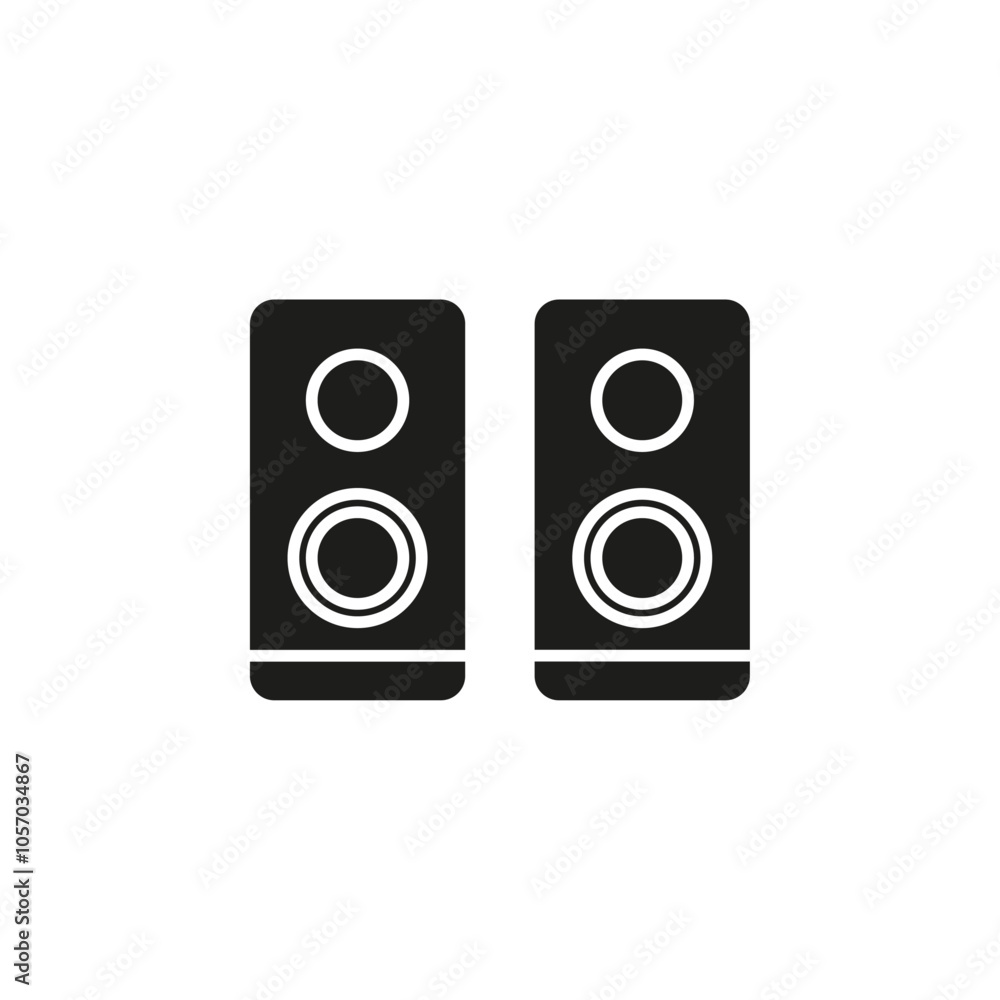 Two Stereo Speakers icon flat line symbol set. Two Stereo Speakers icon flat line symbol set.