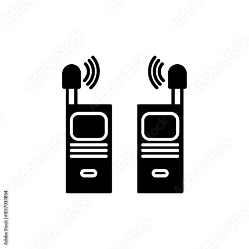 Two way radio icon flat line symbol set.