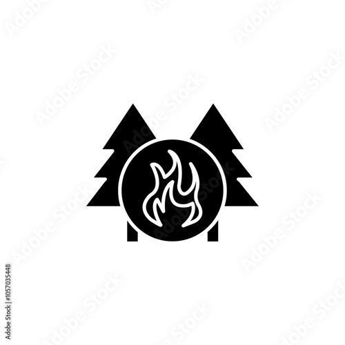wildfire disaster icon flat line symbol set.