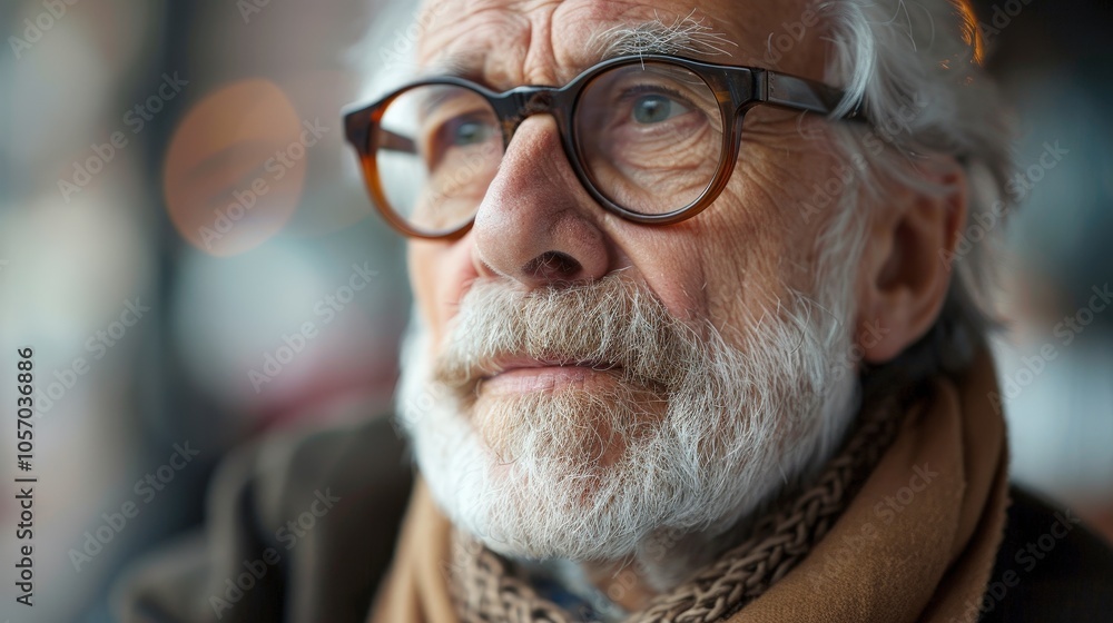 Reflective Elderly Man Lost in Thought Amidst an Air of Nostalgia and Experience Reflective Elderly Man Lost in Thought Amidst an Air of Nostalgia and Experience