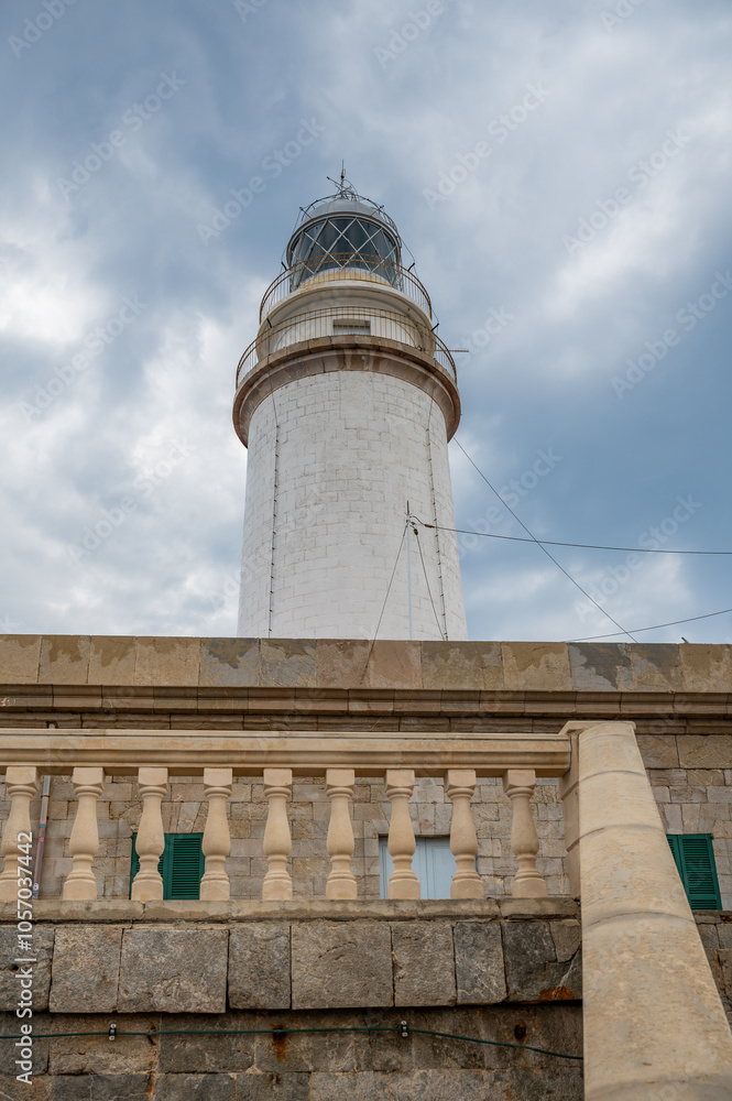 Cap de Formentor Lighthouse Far the Formentor, Mallorca, vertical shot during cloudy day, low angle view, majorca spain Cap de Formentor Lighthouse Far the Formentor, Mallorca, vertical shot during cloudy day, low angle view, majorca spain