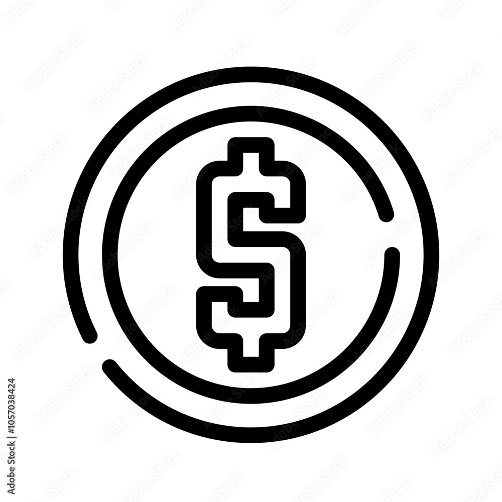 Icon Coin Money With Style Outline Icon Coin Money With Style Outline
