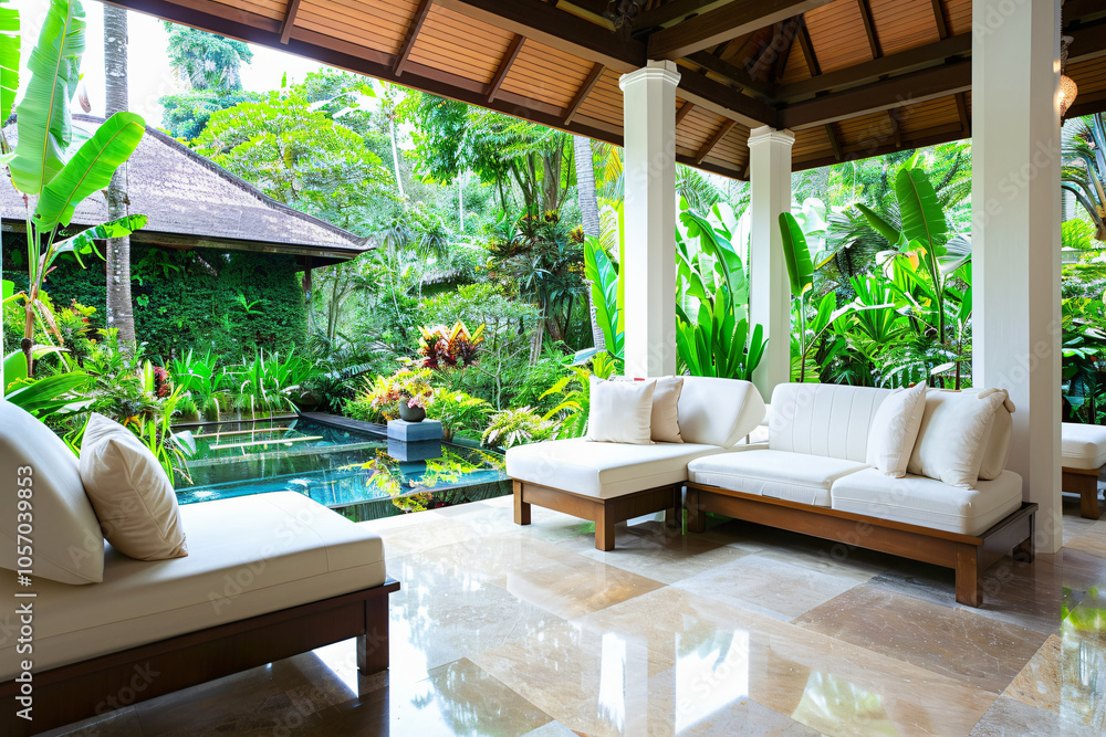 Fototapeta premium a luxury massage area with garden view