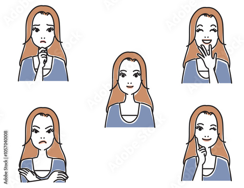 大人の女性の表情セット