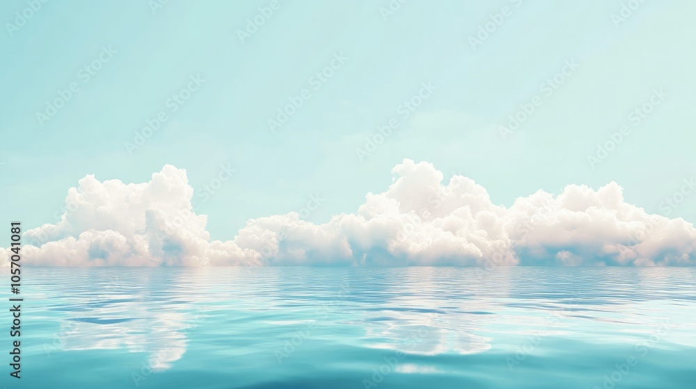 Fototapeta Calm weather on sea or ocean with clouds