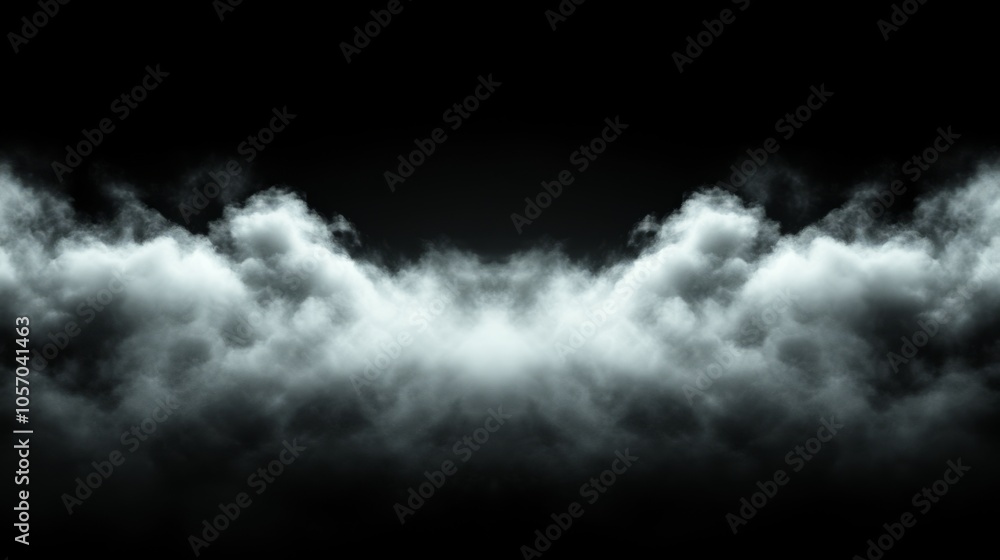 A dense layer of fog floats against a pitch-black backdrop, enhancing a sense of mystery and depth. This ethereal atmosphere can be used in a variety of artistic applications A dense layer of fog floats against a pitch-black backdrop, enhancing a sense of mystery and depth. This ethereal atmosphere can be used in a variety of artistic applications