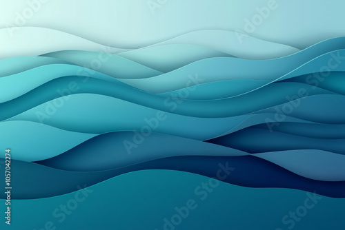 Blue waves gradient with soft turquoise and ocean hues. Abstract wallpaper