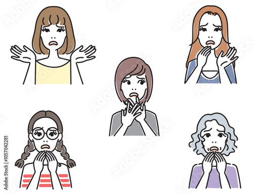 女性の色々な表情セット
