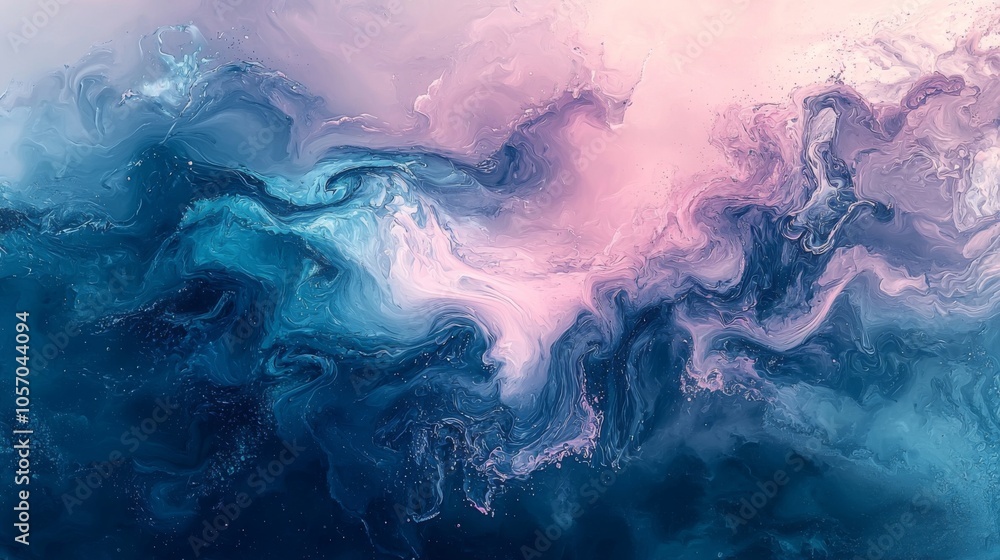 Fototapeta premium A mesmerizing abstract background featuring a fluid art design with swirling pastel pinks, blues, and purples.