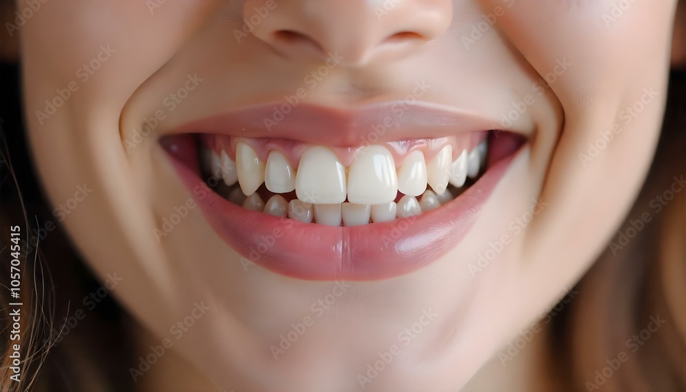 Woman showing healthy gums and teeth, dental care and gum health with copy space Woman showing healthy gums and teeth, dental care and gum health with copy space