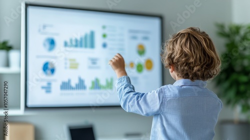 A group is engaged in a financial planning session, with one person presenting strategies on a whiteboard featuring economic graphs, encouraging discussion and input