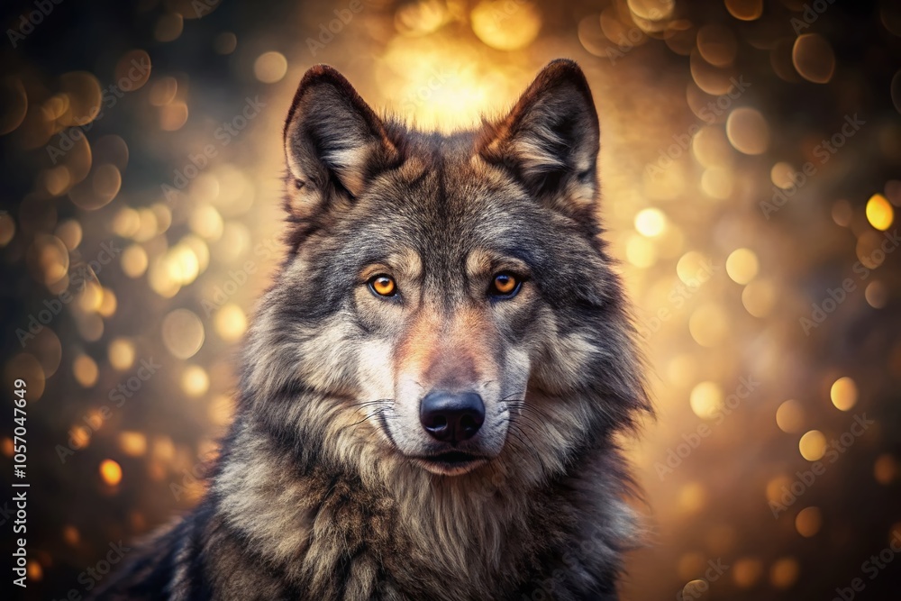 Dramatic Wolf Portrait with Bokeh Effect for Stunning Visual Impact in Nature Photography Dramatic Wolf Portrait with Bokeh Effect for Stunning Visual Impact in Nature Photography