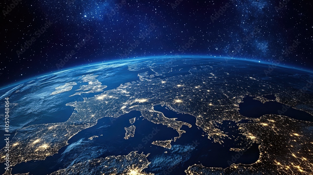 Communication and Telecommunications from Space. Broadcasting Concept. Communication satellite Communication and Telecommunications from Space. Broadcasting Concept. Communication satellite
