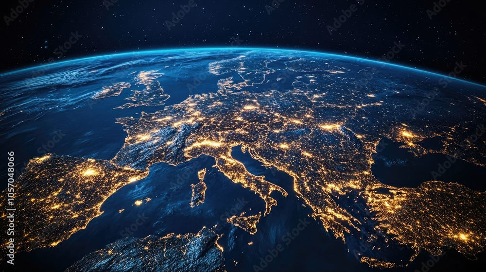 Communication and Telecommunications from Space. Broadcasting Concept. Communication satellite Communication and Telecommunications from Space. Broadcasting Concept. Communication satellite