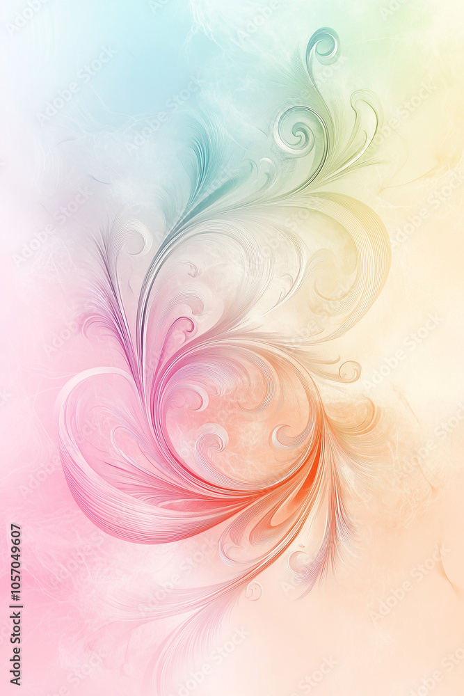 Pastel Ornament with Artistic Swirly Decorations Pastel Ornament with Artistic Swirly Decorations