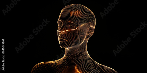 Abstract silhouette with elegant light patterns in dark