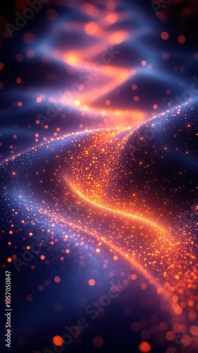 wave of bright particles creates a stunning sound and music visualization glowing with vibrant colors and dynamic movement embodying energy and rhythm