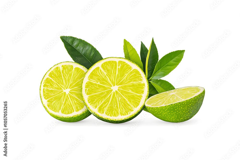 Green Lime hand drawn collection, tropical summer fruit, isolated on white background Green Lime hand drawn collection, tropical summer fruit, isolated on white background