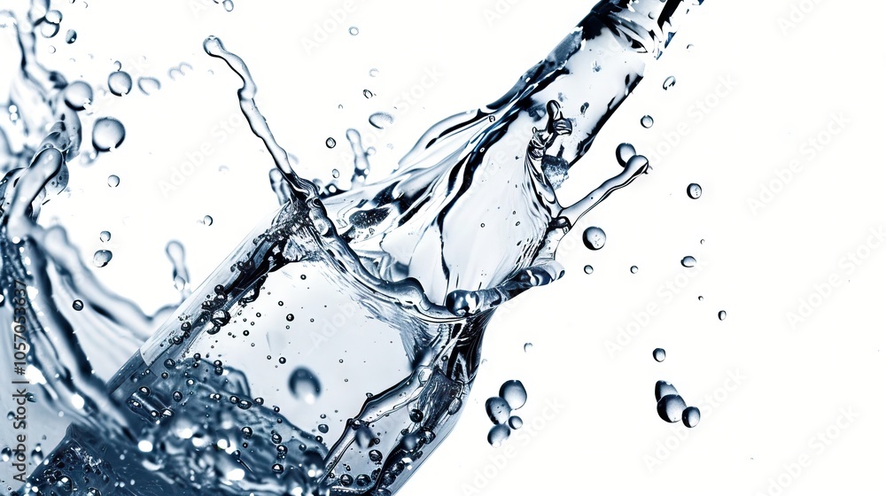 Water pouring into glass from bottle on white background. Water pouring into glass from bottle on white background.