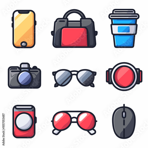 Set of icons of gadgets. Vector illustration in a flat style.