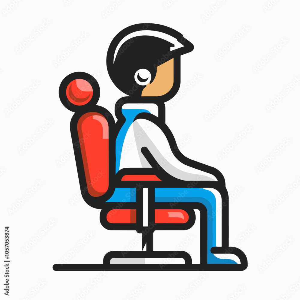 Man sitting in barber chair icon. Simple illustration of man sitting in barber chair vector icon for web Man sitting in barber chair icon. Simple illustration of man sitting in barber chair vector icon for web