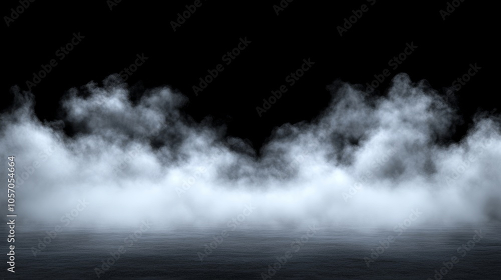 A thick mist rises against a solid black backdrop, evoking a sense of mystery and calm. The swirling fog appears soft and ghostly, enhancing the abstract quality of the environment A thick mist rises against a solid black backdrop, evoking a sense of mystery and calm. The swirling fog appears soft and ghostly, enhancing the abstract quality of the environment