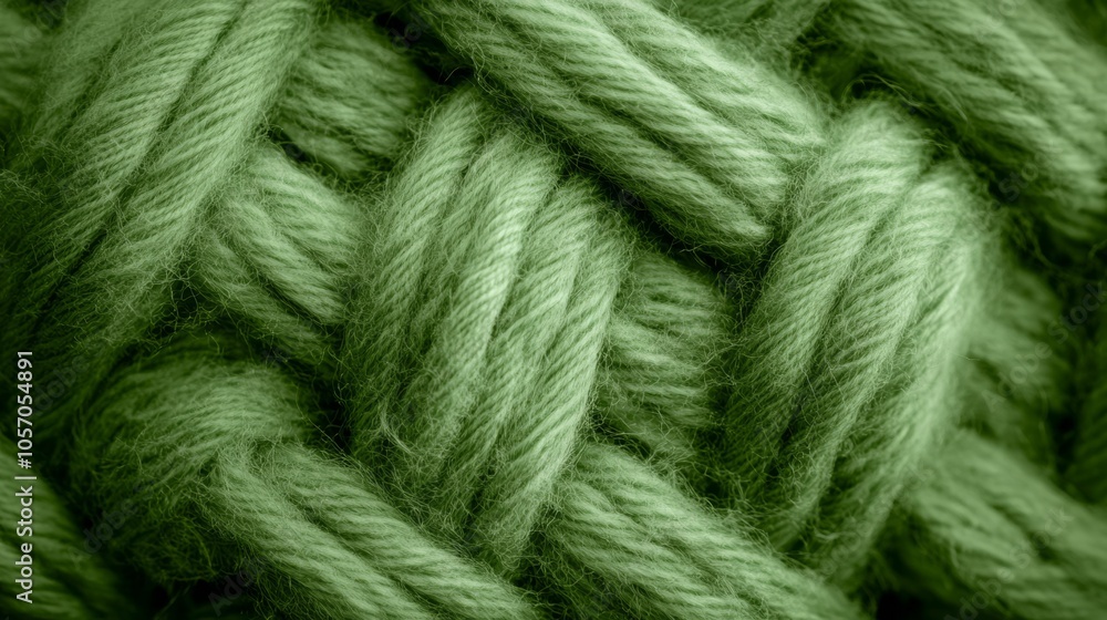 A close-up view features soft, green puffy yarn intricately woven together. The texture and color highlight its perfect use for various crafting projects, inviting creativity A close-up view features soft, green puffy yarn intricately woven together. The texture and color highlight its perfect use for various crafting projects, inviting creativity