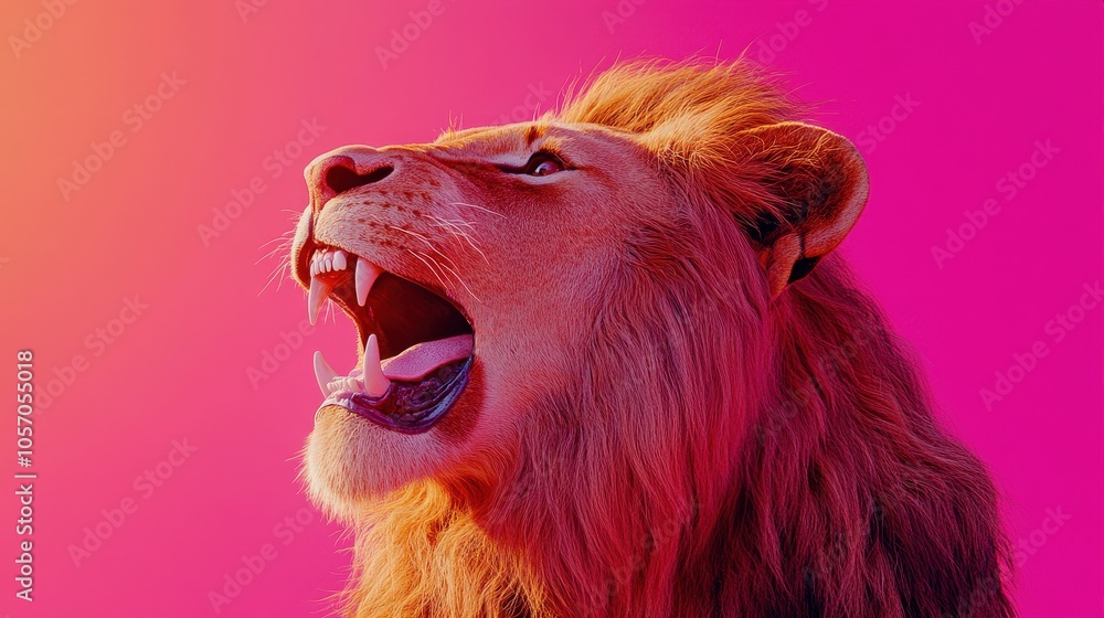 A Close-Up of a Lion's Mouth Against a Vibrant Pink Background Creates a Striking Image, Perfect for a 4K Animal Wallpaper, Highlighting the Power and Majesty of Wildlife in Nature. A Close-Up of a Lion's Mouth Against a Vibrant Pink Background Creates a Striking Image, Perfect for a 4K Animal Wallpaper, Highlighting the Power and Majesty of Wildlife in Nature.