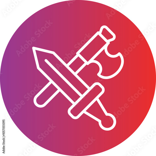 Axe And Sword Icon Style