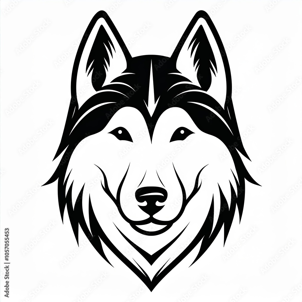 Obraz premium Black and white drawing of a dog with a black nose