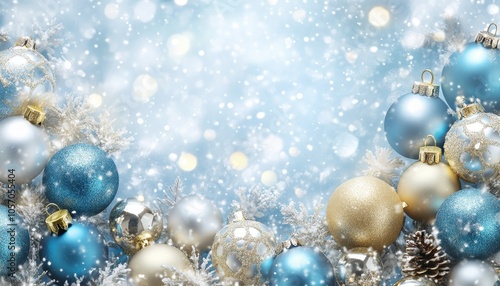 Sparkling Winter Wonderland: Festive Christmas Ornaments and Snowfall