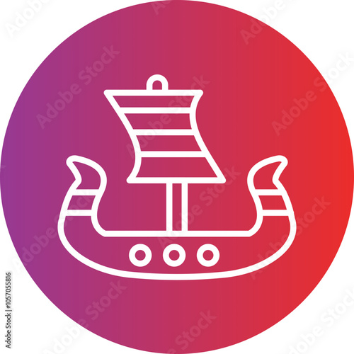 Viking Ship Icon Style