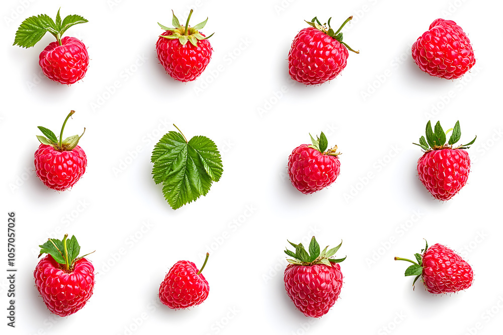 Fresh raspberry collection, isolated on white background Fresh raspberry collection, isolated on white background