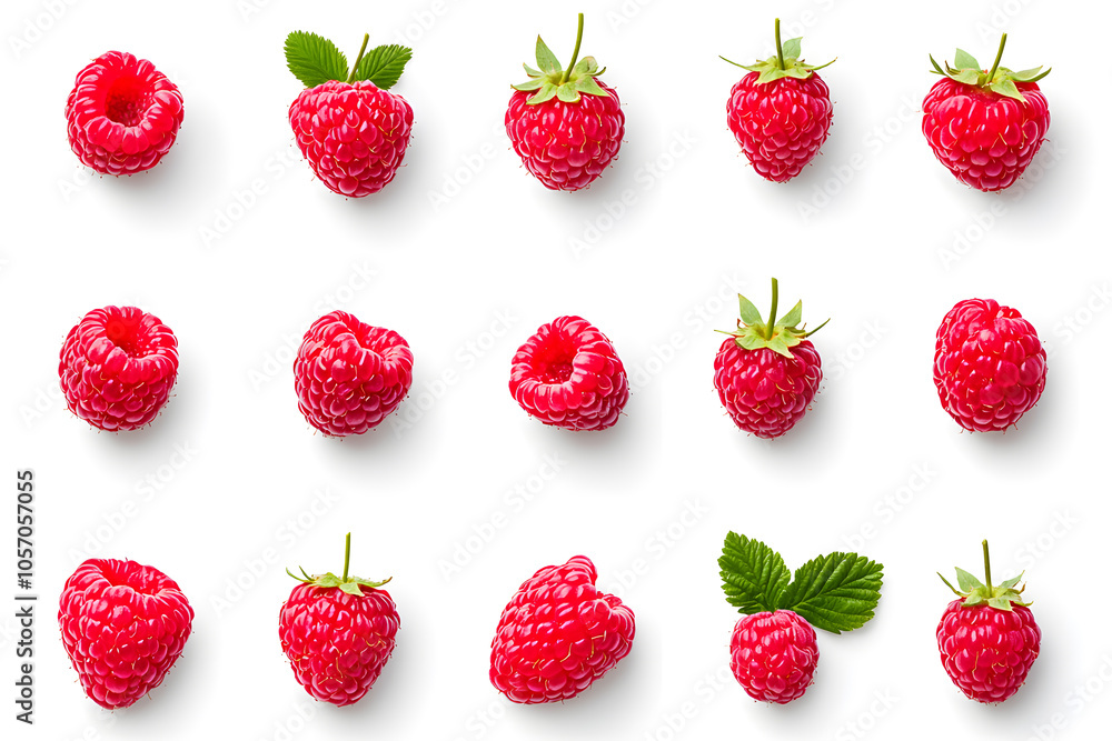 Fresh raspberry collection, isolated on white background Fresh raspberry collection, isolated on white background