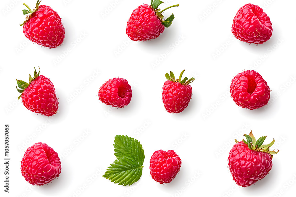 Fresh raspberry collection, isolated on white background Fresh raspberry collection, isolated on white background