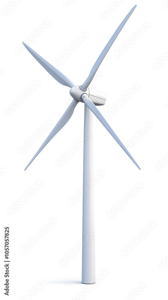 White wind turbine isolated on white background White wind turbine isolated on white background