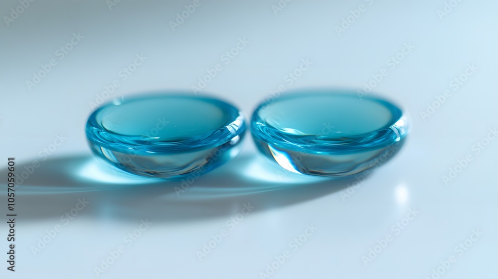 High-res close-up of contact lenses, soft light, large aperture.
