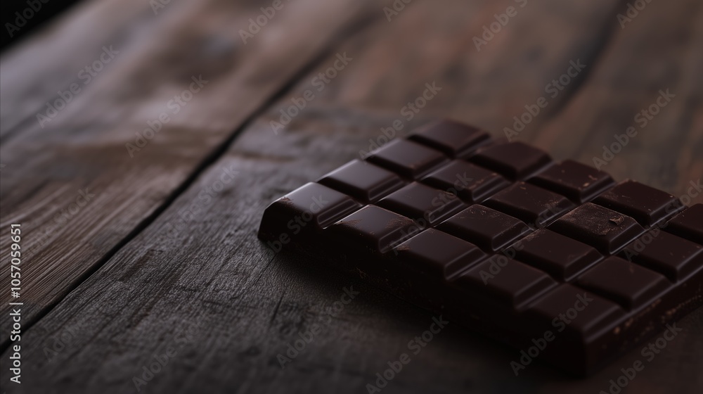 Chocolate bar sits on a wooden table Chocolate bar sits on a wooden table
